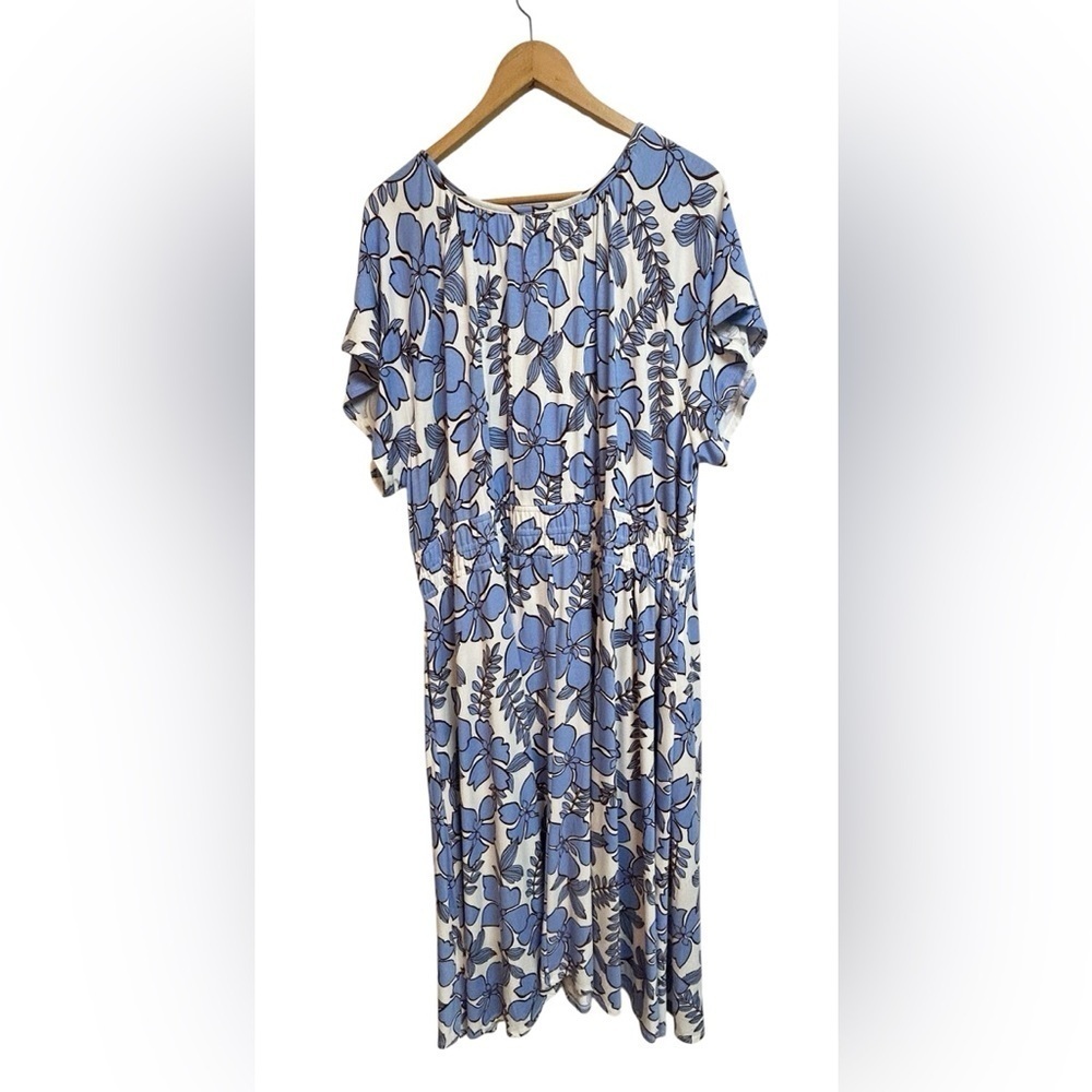 Nicole Miller Blue Floral Jersey Knit Maxi Dress Size: 2X NWT - Picture 5 of 7